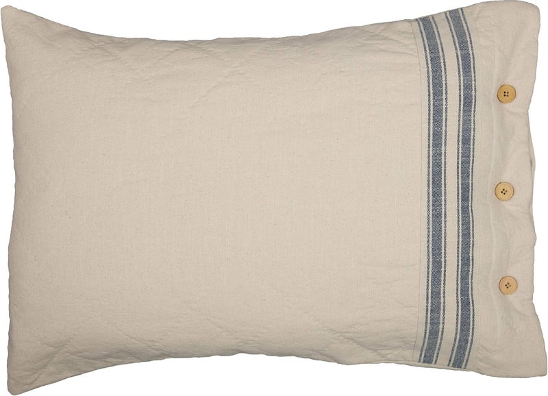 Piper Classics Market Place Blue Ticking Stripe Standard Size Pillow Sham - Image 3